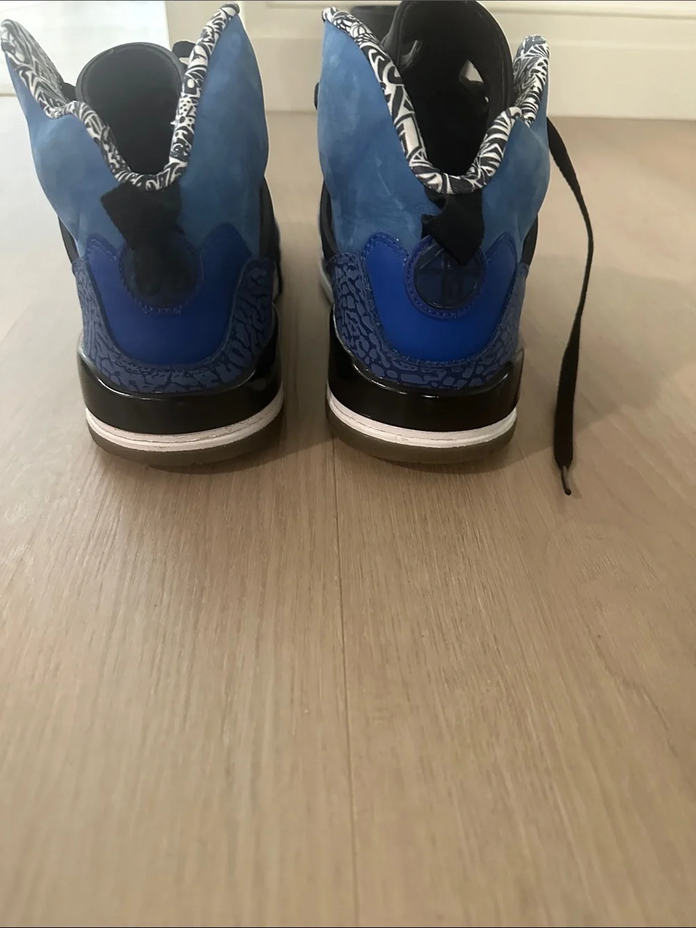 Jordan Spizike Men’s Athletic Shoes in Blue and Black with Orange Accents